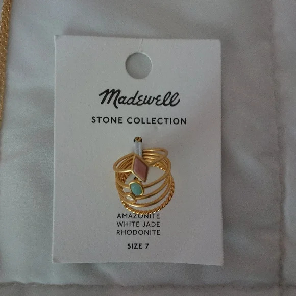 NWT Madewell Stone Collection ring & necklace set, ring sz 7 - Picture 2 of 8